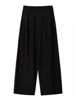 Широкие брюки со складкой спереди Bershka, черный