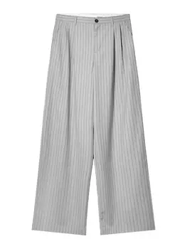 Широкие брюки со складкой спереди Bershka, цвет Grey/Light grey