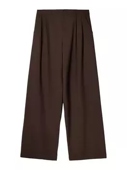 Широкие брюки со складкой спереди Bershka, темно-коричневый