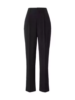 Широкие брюки со складкой спереди Gina Tricot, черный