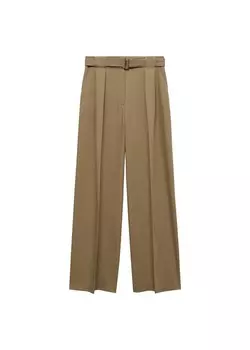 Широкие брюки со складкой спереди MANGO Dobby, хаки