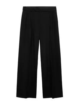 Широкие брюки со складкой спереди MANGO Spider, черный