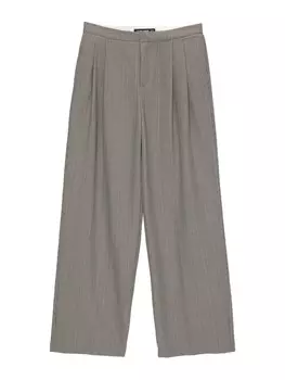 Широкие брюки со складкой спереди Pull&Bear, серый