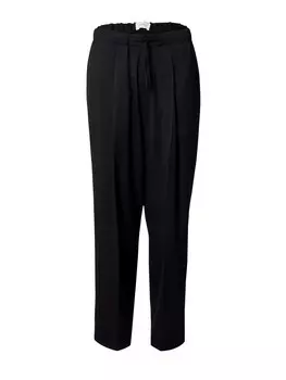 Широкие брюки со складкой спереди TOPMAN, черный