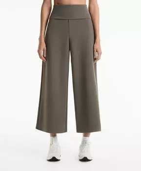 Широкие брюки со складывающейся талией в рубчик Oysho, цвет Charcoal