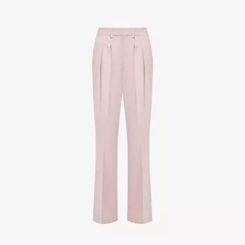Широкие брюки со средней посадкой и двойными складками из смесовой шерсти Victoria Beckham, розовый
