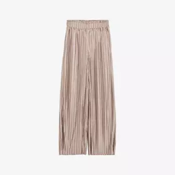 Широкие брюки со средней посадкой и металлизированными складками из переработанного полиэстера Ikks, цвет brass