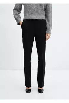 Широкие брюки со средней талией Mango, черный