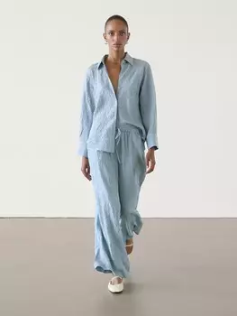 Широкие брюки со стрелками Massimo Dutti, голубой