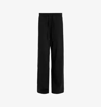 Широкие брюки средней посадки из хлопкового джерси с фирменной вышивкой Vin Allsaints, черный