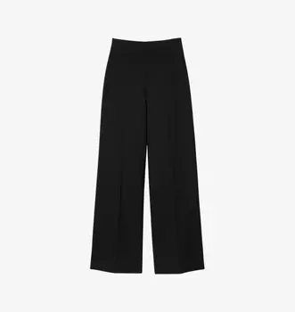 Широкие брюки средней посадки из смесовой шерсти Sandro, мультиколор