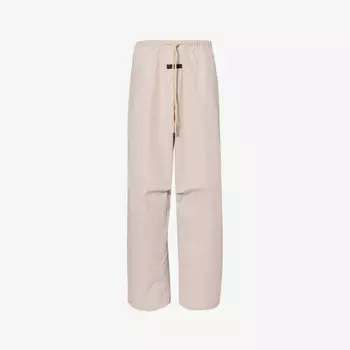 Широкие брюки средней посадки с эластичным поясом и фирменной аппликацией из смесового хлопка Fear Of God Essentials, серебряный