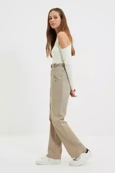 Широкие брюки Stone Trendyol, бежевый