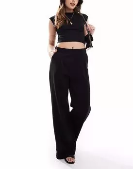 Широкие брюки Stradivarius черного цвета
