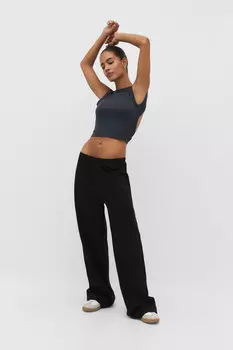 Широкие брюки Stradivarius, черный