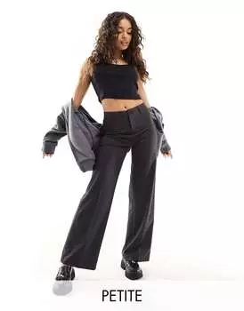 Широкие брюки строгого кроя Bershka Petite в серую полоску