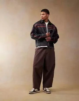 Широкие брюки свободного кроя ASOS DESIGN коричневого цвета с эластичной талией
