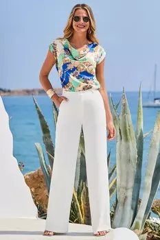 Широкие брюки свободного покроя Sosandar, бежевый