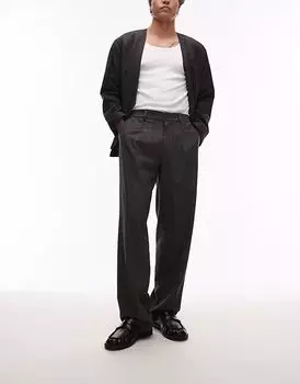 Широкие брюки Topman в тонкую полоску светло-серого цвета