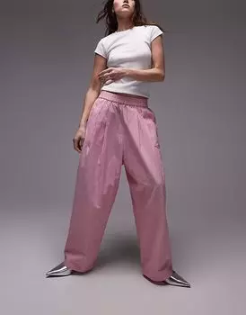 Широкие брюки Topshop из поплина с полосками и застежкой