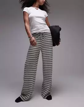 Широкие брюки Topshop с фактурной полоской в монохромном исполнении