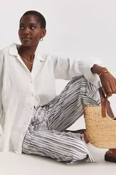 Широкие брюки-юбка из смесового льна Jd Williams, белый