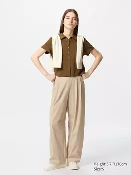 Широкие брюки ultra stretch active Uniqlo, цвет 31 бежевый