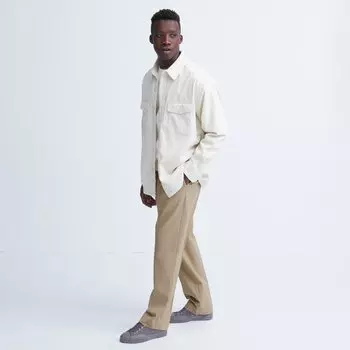 Широкие брюки Uniqlo, бежевый