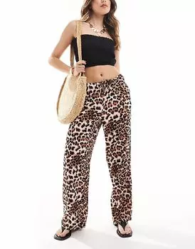 Широкие брюки Vero Moda Easy Tual с леопардовым принтом