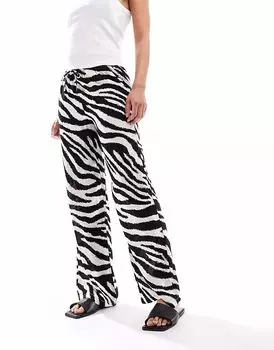 Широкие брюки Vero Moda Easy Tual с принтом зебры