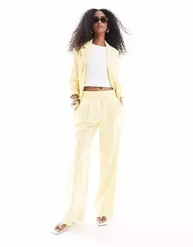 Широкие брюки Vero Moda микс и комбинируйте в бледно-бананово-желтом цвете, в комплекте