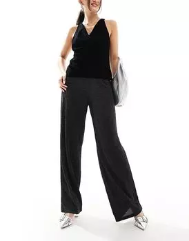 Широкие брюки Vero Moda Mix & Match черного цвета с блестками