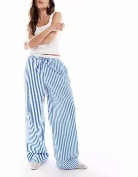 Широкие брюки Vero Moda с двойным поясом в синюю полоску