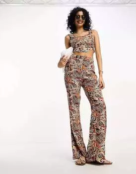 Широкие брюки Vila с принтом пейсли