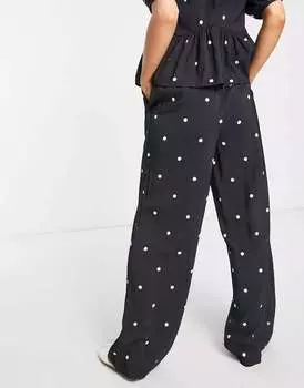 Широкие брюки в черный горошек Pieces