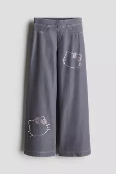 Широкие брюки в джинсовом стиле H&M, серый