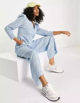 Широкие брюки в голубую клетку Selected Femme