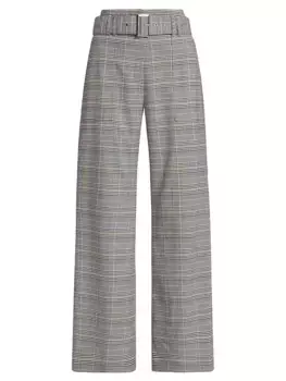 Широкие брюки в клетку Angie с поясом Elie Tahari, цвет angie plaid