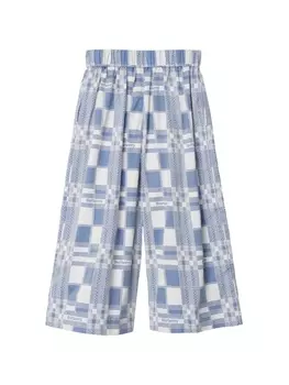 Широкие брюки в клетку Burberry Kids, синий