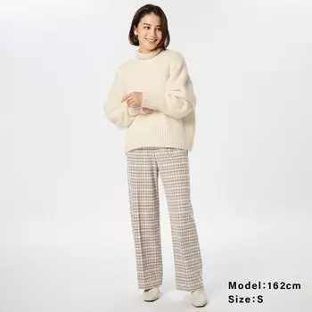 Широкие брюки в клетку из вискозы PLST, бежевый