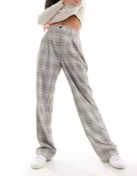 Широкие брюки в коричневую клетку Vero Moda