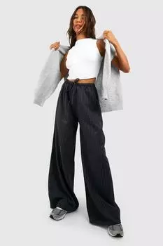 Широкие брюки в полоску boohoo, темно-синий