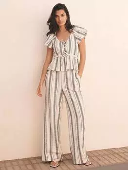 Широкие брюки в полоску Mint Velvet, слоновая кость