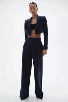 Широкие брюки в полоску ponte Good American, черный