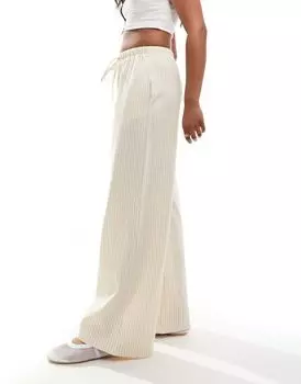 Широкие брюки в полоску с завязкой на талии ASOS