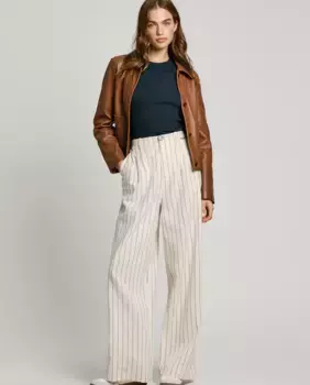 Широкие брюки в полоску со складками спереди Pepe Jeans, кремовый
