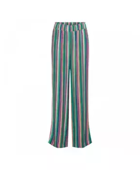 Широкие брюки в полоску зеленые мульти &Co Woman, мультиколор