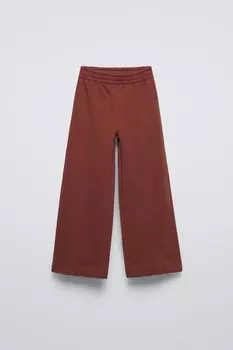 Широкие брюки в ребёнку ZARA, коричневый