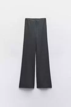 Широкие брюки в ребрику ZARA, серый мергель