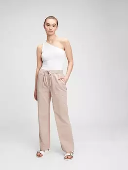 Широкие брюки в рубчик Gap, бежевый